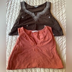 J. Jill Chocolate Embroidered Tank Top